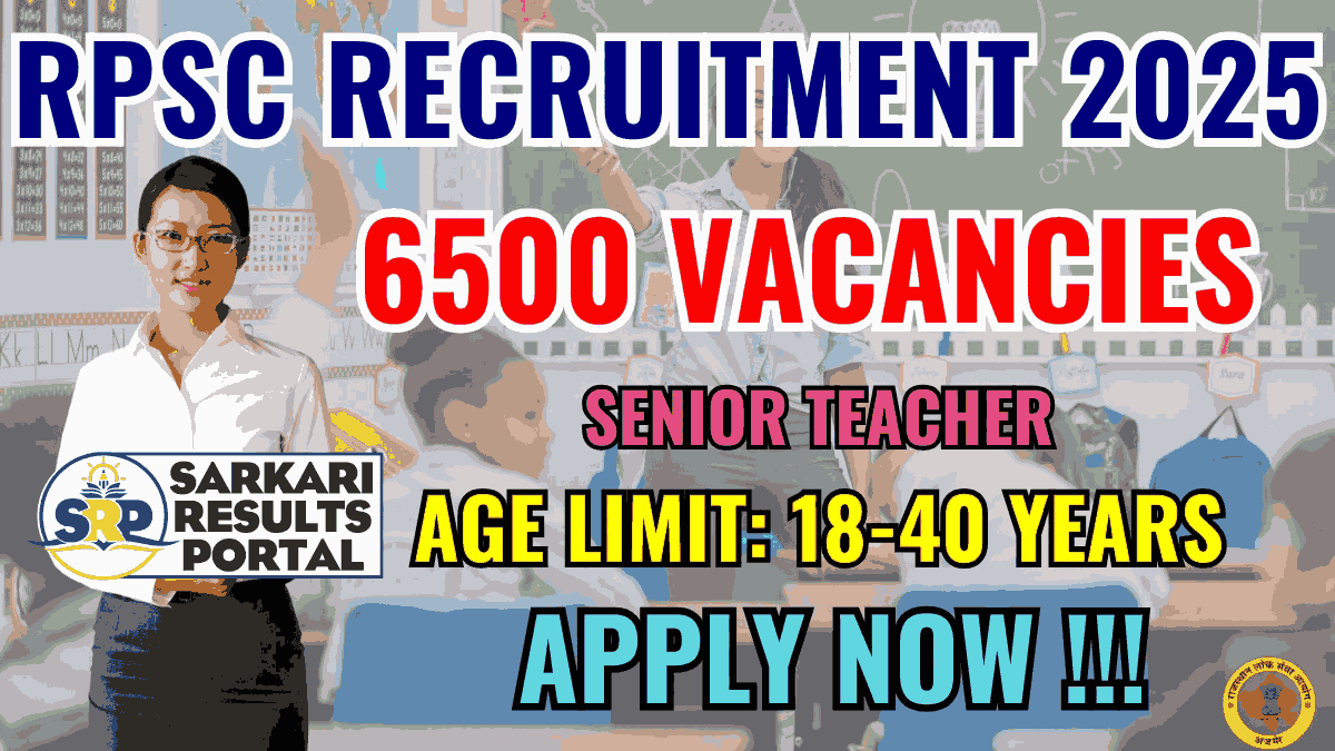 RPSC Senior Teacher Recruitment Notification 2025 - Apply Online for 6500 Posts