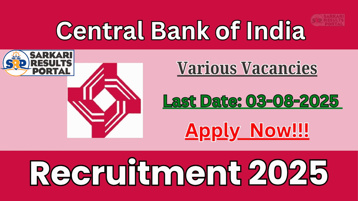 Central Bank of India Recruitment 2025 - Apply Offline for 06 Faculty, Office Assistant and More Posts