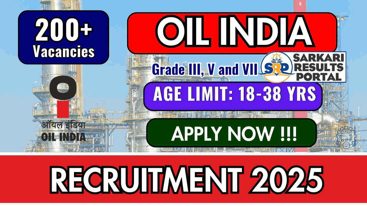 Oil India Grade III, V and VII Recruitment 2025 - Apply Online for 262 Workpersons Posts