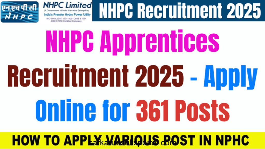 NHPC Apprentices Recruitment 2025 - Apply Online for 361 Posts