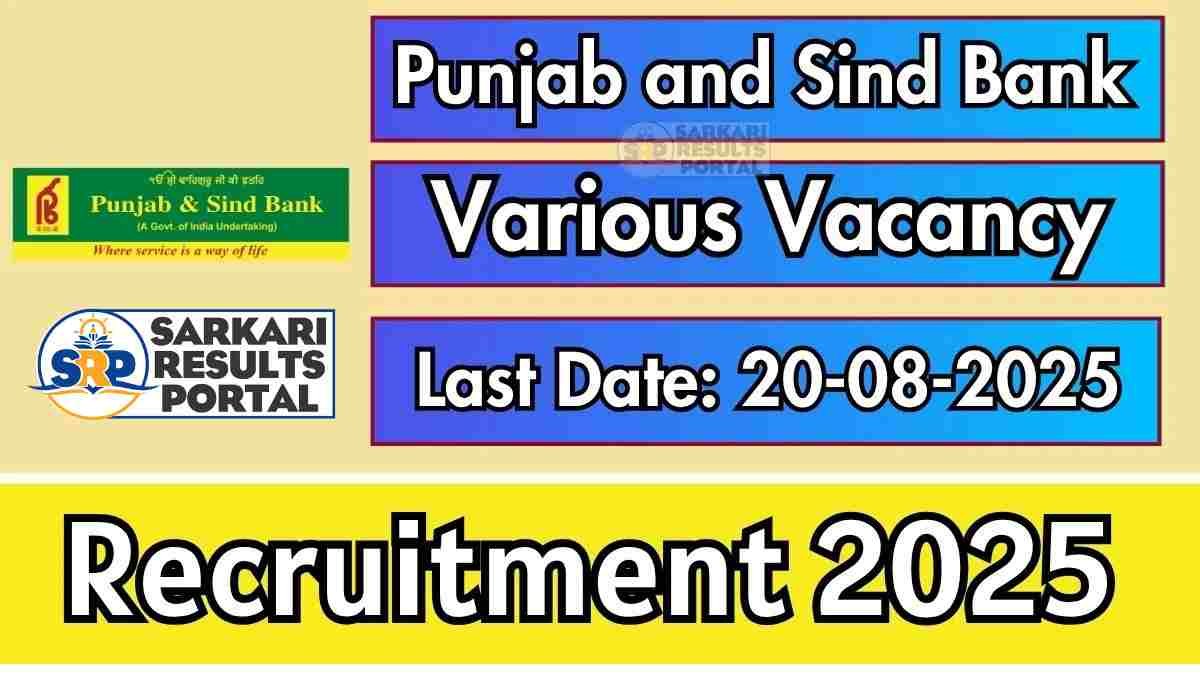 Punjab and Sind Bank Physiotherapist Recruitment 2025 - Apply Offline