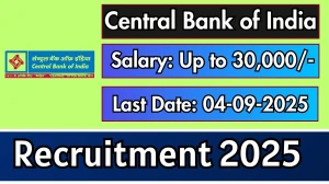 Central Bank of India Recruitment 2025 - Apply Offline for 8 Office Assistant, Attender and More Posts