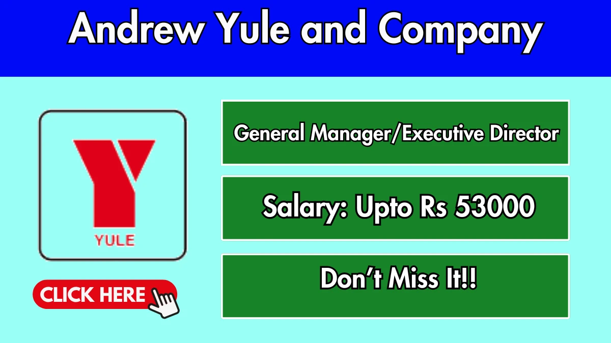 Andrew Yule and Company General Manager/Executive Director Recruitment 2025 - Apply Online for 01 Posts by Sept 09