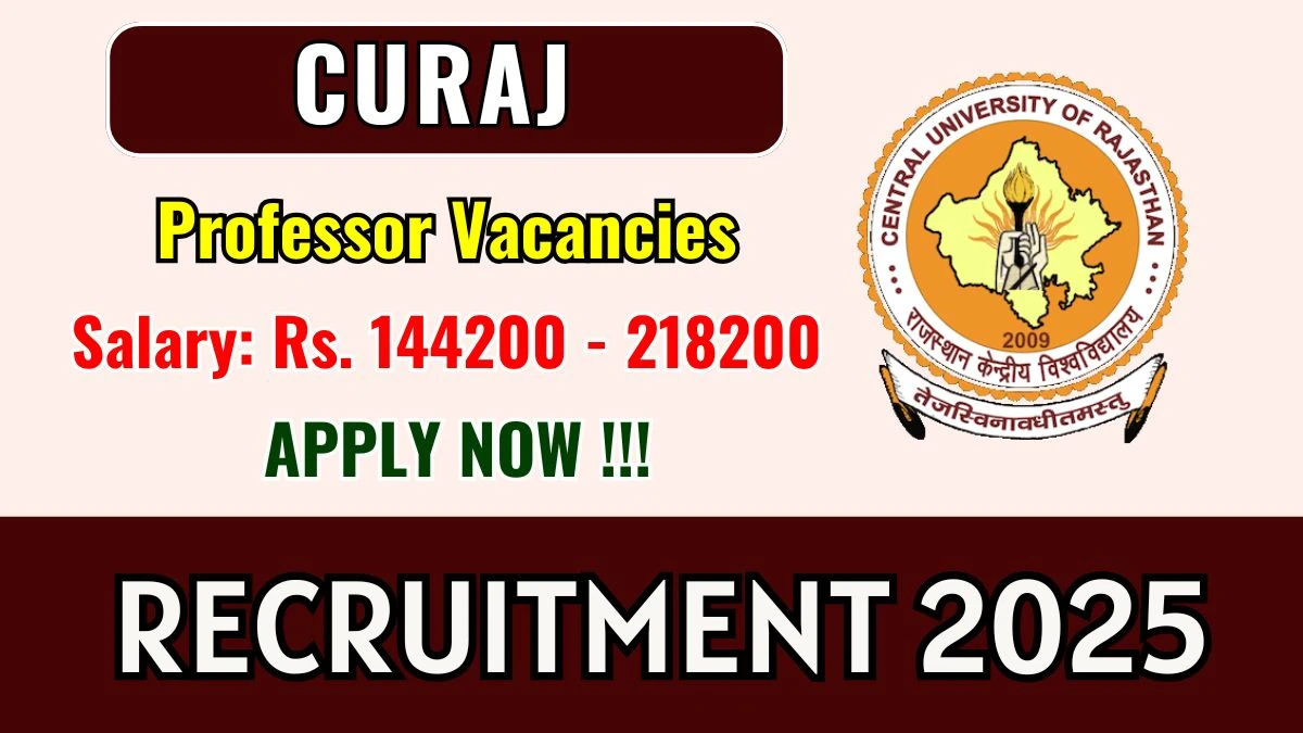 CURAJ Professor Recruitment 2025 - Apply Online for 01 Posts by Nov 10