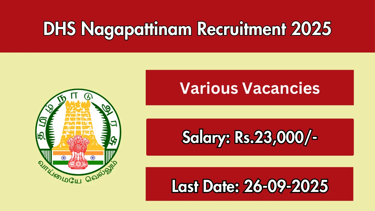 DHS Nagapattinam Recruitment 2025 - Apply Offline for 03 Occupational Therapist, Social Worker and More Posts by Sep 26