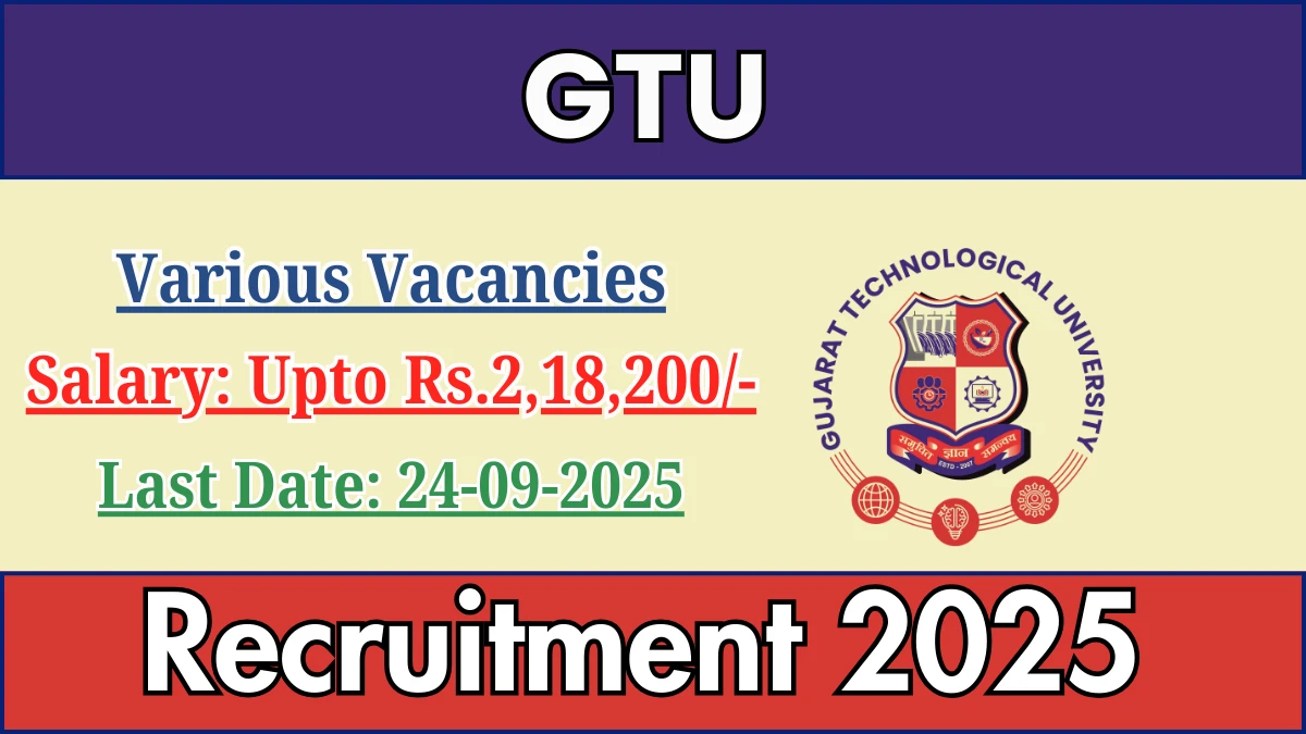 GTU Recruitment 2025 - Apply Online for 14 Professor, Associate Professor and More Posts