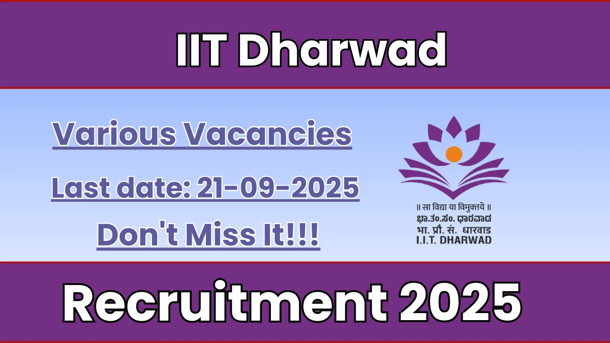 IIT Dharwad Recruitment 2025 - Apply Online for 06 Database Administrator, Developer and More Posts by Sep 21