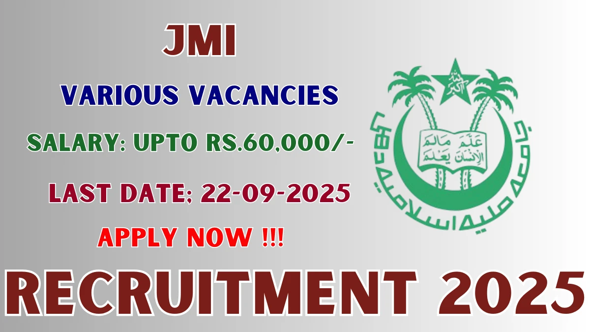 JMI Recruitment 2025 - Apply Offline for 03 Project Fellow, IT Fellow and More Posts by Sep 22