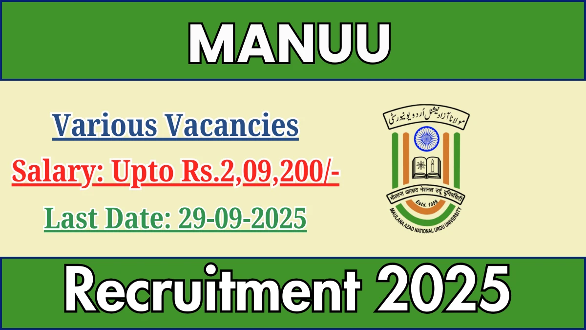 MANUU Recruitment 2025 - Apply Online for 27 Deputy Registrar, Assistant and More Posts by Sep 29