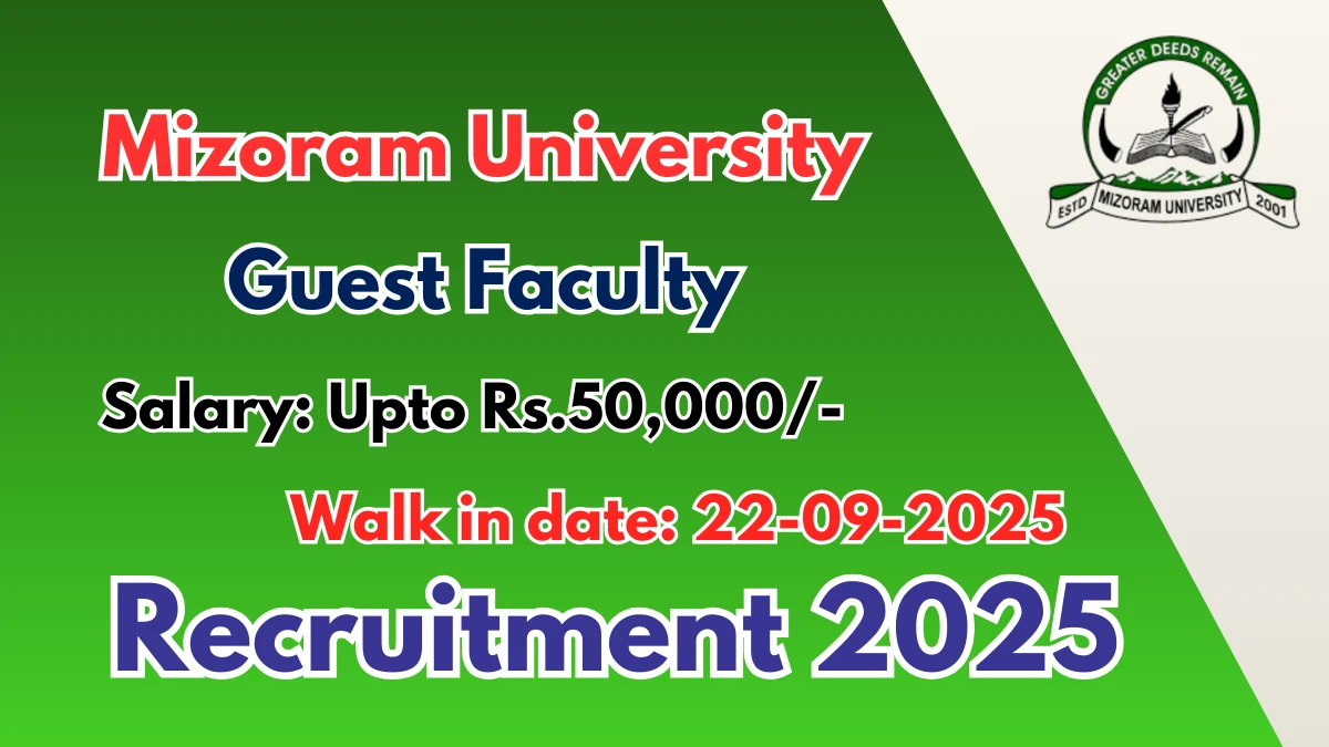 Mizoram University Guest Faculty Recruitment 2025 – Walk in
