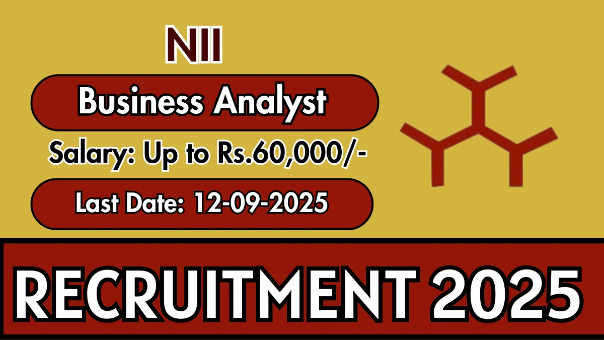 NII Business Analyst Recruitment 2025 - Apply Online for 01 Posts by Sep 12