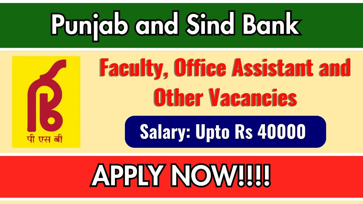 Punjab and Sind Bank Support staff Recruitment 2025 - Apply Offline for 11 Faculty, Office Assistant and Other Posts by Oct 06