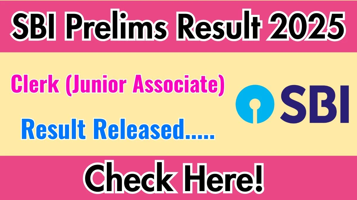 SBI Clerk Prelims Result 2025 Announced. Direct Link to Check SBI Clerk Result 2025 sbi.co.in