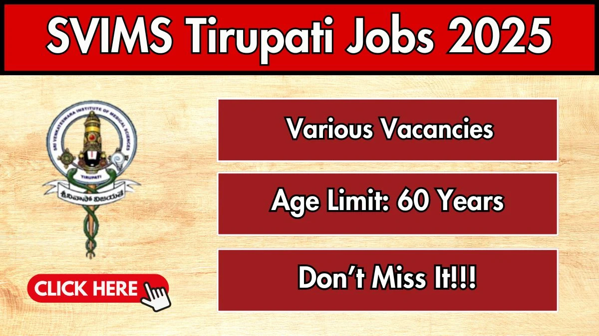 SVIMS Tirupati Registrar, Principal and Other Recruitment 2025 - Apply Offline