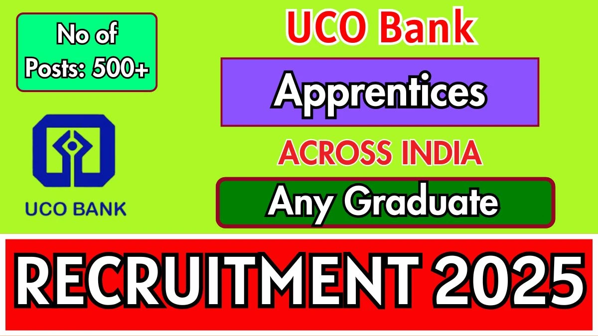 UCO Bank Apprentices Recruitment 2025 - Apply Online for 532 Posts